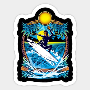 Summer Tropical Surfing Ocean Sticker